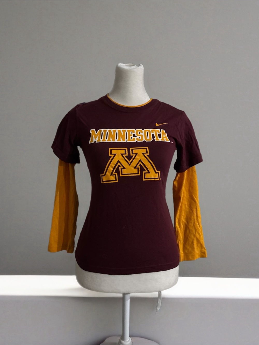 Nike Women's Maroon & Gold Minnesota Layered Short Sleeve Tee